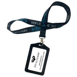 Lanière personnalisée en satin polyester et nylon avec impression sérigraphiée, support de téléphone détachable, lanière écologique pour porte-badge - Product Image 1