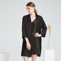 Robe de nuit en soie de mûrier 100% pour femmes, manches trois quarts, chemise de nuit de luxe en soie, vêtements de détente d'été pour femmes