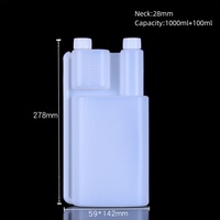 Flacons ovales en PEHD à double col avec bouchon à vis pour dosage chimique, sérigraphiés, 100ml, 120ml, 250ml, 500ml, 1000ml