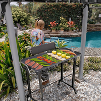 Grill électrique multifonctionnel d'intérieur, mini-plaque de cuisson carrée, barbecue avec commande par bouton, sécurité de la flamme réglable, en acier inoxydable, facile à utiliser