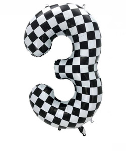 40 Inch Checkered <strong>2</strong> <strong>Balloon</strong> Large Black and White Number <strong>Balloon</strong> for Two Fast Race Car Birthday Party Supplies - Product Image 4