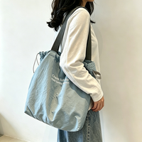 Sac fourre-tout en toile pliable multi-poches avec logo personnalisé, sac à main robuste pour le travail, la gym, les courses, grande capacité, avec cordon de serrage