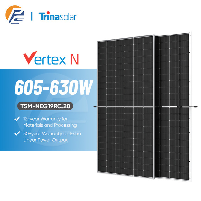 Trina Solar New Arrival Trina Vertex N Type Bifacial Solar Panels 600w 630w 615w 610w 620w 625W Dual Glass Panouri Photovoltaic