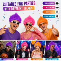 Perruques de supporter colorées pour l'esprit d'équipe, perruques de troll pour les fans de football, les supporters de football, les cheerleaders, les rassemblements d'encouragement et les événements sportifs
