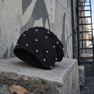 Gorro Ajustable con Tachuelas y Bordados, Estilo Punk Hip Hop, Gorra de Calavera con Remaches, Unisex para Hombres y Mujeres, para Baile Callejero, Cálido para Invierno - Product Image 4