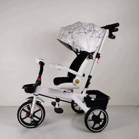 Vente en gros en ligne tricycle bébé 4 en 1 avec barre de poussée tricycle bébé avec auvent voiture à roulettes avec prix bas