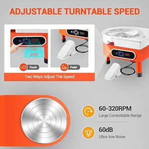 Máquina eléctrica de rueda de cerámica Bview Art con pantalla táctil LCD y pedal para adultos y principiantes, ideal para manualidades - Product Image 6