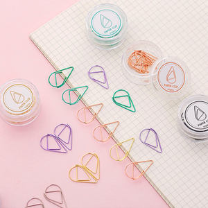 10 pièces/boîte créatif <span class=keywords><strong>goutte</strong></span> <span class=keywords><strong>d</strong></span>'<span class=keywords><strong>eau</strong></span> trombones support Mini métal signets mignon Kawaii livre marqueurs coréen papeterie étudiant article - Product Image 1