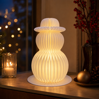 Bonhomme de neige en papier nid d'abeille 3D pliable sur mesure OEM 38x59cm avec chapeau haut de forme, centre de table ou de sol, accessoires de fête, direct usine