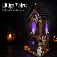 Figurine personnalisée en pâte à modeler Maison Hantée d'Halloween avec lumière LED, Décoration de table vintage Citrouille Fantôme pour la maison
