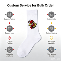 Chaussettes en coton jacquard unisexe motif coq de combat, chaussettes fantaisie à motif animalier dessin animé, style streetwear, personnalisables avec logo OEM