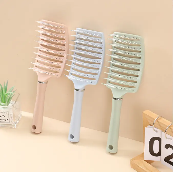 Brosse de massage de couleur Macarone à tige droite Peigne de luxe Brosse de massage souple en matière plastique