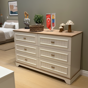 Grande <span class=keywords><strong>commode</strong></span> moderne à 6 tiroirs en bois <span class=keywords><strong>pour</strong></span> <span class=keywords><strong>chambre</strong></span> à coucher - Product Image 1
