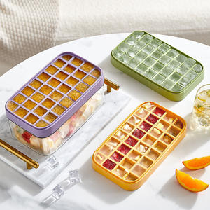 Venta al por mayor DD1543 Molde para cubitos de hielo para cocina, bandeja antiderrame con tapa y cuchara, contenedor de cubitos - Product Image 4