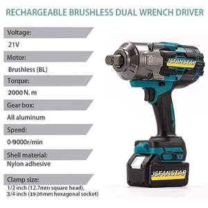 Clé à chocs sans fil électrique sans balais à <span class=keywords><strong>batterie</strong></span> au lithium bon marché 2000N.m pour camions avec <span class=keywords><strong>batterie</strong></span> - Product Image 4