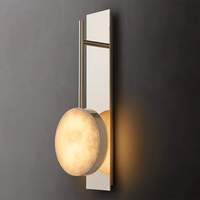 Applique murale en albâtre, design moderne, disque vertical, doré, pour salle de bain, chambre, chevet, couloir, hôtel, fournisseur d'éclairage OEM