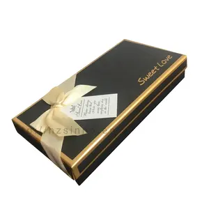 黑色高品质奢华礼品盒带蝴蝶结定制设计纸板化妆品包装纸箱