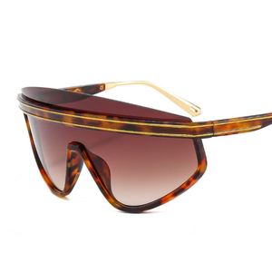 Gafas de Sol de Moda con Logotipo Personalizado, Montura Media con Rayas, Lentes de Una Pieza Extra Grandes para Mujer - Product Image 4