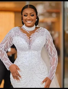 S0422N 2026 Nuevo Vestido de Novia de Sirena de Alta Gama con Lentejuelas y Encaje, Manga Larga, Estilo Moderno - Product Image 2