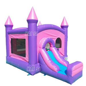Château gonflable pour enfants, rose et violet, <span class=keywords><strong>location</strong></span> de Moonwalk, château gonflable commercial, trampoline gonflable, combo sec pour la vente - Product Image 4