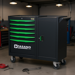 Armoire à outils roulante Fasano Tools à 6 tiroirs avec porte et roulettes pour la réparation automobile - Product Image 3