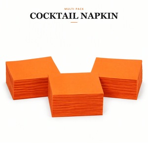 Plain Solid Orange <b>Paper</b> Cocktail <b>Napkins</b> 3 Ply Square Colored Serviettes for Party Wedding Banquet - Product Image 4