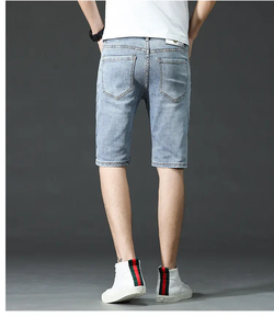 กางเกงยีนส์ขาสั้นบางสไตล์ฮิปฮอปของผู้ชายกางเกงยีนส์ปักลายได้ตามต้องการ - Product Image 4