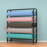 Étagère mobile double face multifonctionnelle pour tapis, rouleaux de film et tissus, avec présentoir roulant