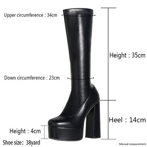 Bottes pour femmes vertes/épaisses à plateforme épaisse et semelle compensée, rehaussant la taille - Product Image 6