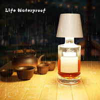 Lampe bouteille sans fil, luminosité réglable 3 couleurs pour bouteille de vin, lampe de table étanche en métal rechargeable à commande tactile