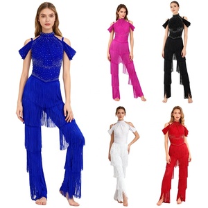 Mono de una pieza para mujer, para baile latino de samba, rumba, baile de salón, fiesta, disfraz de baile latino, actuación de samba. - Product Image 1