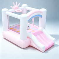 Castillo Inflable para Fiestas de Cumpleaños Infantiles, Brincolín con Decoración de Globos, Brincolín Comercial para Jardín Exterior