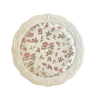 Service de table en céramique de la série Creative Rose Manor, assiettes à dîner en dentelle embossée pour la décoration de table des restaurants et des hôtels