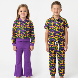 Ensemble de vêtements pour bébés filles, style Noël, avec nœuds, poches zippées, hauts et pantalons roses, vente en gros - Product Image 4