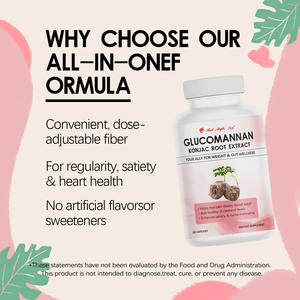 Capsules d'extrait de racine de konjac Glucomannane - Gestion du poids, soutien de la glycémie et santé intestinale, 120 capsules - Product Image 5