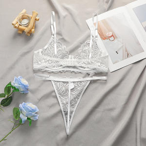 Conjunto de Lencería Femenina Sexy Transparente con Bordado de Flores, Brasier y Bragas de Bikini de 2 Piezas, Conjunto de Ropa Interior Romántica y Erótica 2025 - Product Image 5