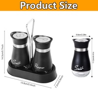 Ensemble élégant de 2 salières et poivrières en acier inoxydable de 4 onces avec fond en verre et métal