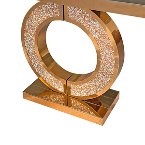 Mesa Consola con Espejo y Incrustaciones de Diamantes, Superficie de Madera de Roble, Altura Ajustable, Moderna, para Sala de Estar, Entrada Estrecha, Sofá - Product Image 5