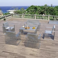 Ensemble de canapés d'extérieur modernes et simples en acier inoxydable, mobilier de patio en métal pour café, restaurant, jardin, cour