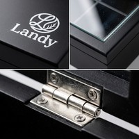 Boîte à thé Landy en MDF noir, organisateur de rangement à 8 compartiments avec couvercle en verre pour garde-manger, vente en gros, fabricant