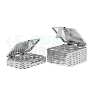 Lot de 2 plateaux en filet avec poignées, acier inoxydable, 240x250x40mm - Product Image 1