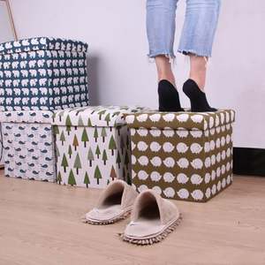 Footrest Ottoman <b>Storage</b> Box Flat Pack Folding Toy <b>Storage</b> Cube Foot <b>Stool</b> Japanese Fabric <b>Bedroom</b> - Product Image 1