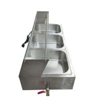 220V Gewerblicher 3-Behälter Elektrischer Bain-Marie Speisenwärmer aus Edelstahl mit Präziser Temperaturregelung für Thekenmontage
