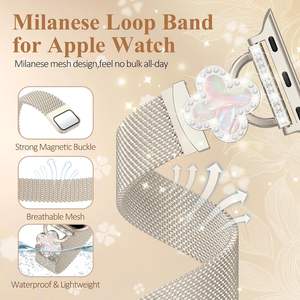 Bijoux en argent de mode de luxe Bracelet milanais personnalisé en gros compatible avec les bracelets Apple Watch pour femmes - Product Image 4