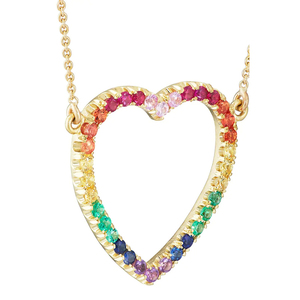 Gemnel, Стерлинговое Серебро 925 пробы, позолота, ювелирное изделие, Радужное сердце, минимализм, длинная цепочка, ожерелье, настоящее золото - Product Image 5