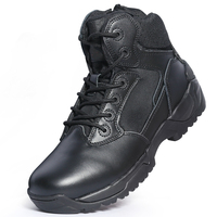 Bottes tactiques en cuir véritable avec fermeture éclair et lacets, antidérapantes, légères, doublure en mesh