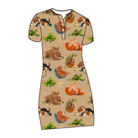 Robe de Nuit et de Détente Personnalisée pour Femme, Respirante, à Taille Élastique, Manches Courtes, Couleur Unie, Idéale Été-Automne