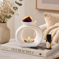 Pembakar Lilin Keramik Putih Nordik, Pembakar Minyak Esensial, Diffuser Aroma Lilin Teh, Penghangat Aroma, Dekorasi Rumah, Hadiah OEM
