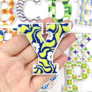 Parches de Letras con Patrón Geométrico Personalizado, Parches Bordados Termoadhesivos en 3D, Bordado Abstracto Retro para Ropa, Bolsos y Manualidades - Product Image 5