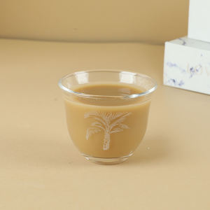 Taza de cristal de Espresso árabe con estampado personalizado ecológico, Juego de platillos transparentes para café, Cava, taza de té, patrón de palmera grabado - Product Image 2